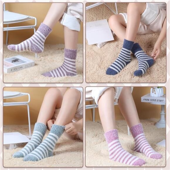 New 5 Pairs Fuzzy Soft Cozy Comfortable Socks for Women, Casual Sleep Comfy Sock - Picture 6 of 6